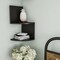 Lavish Home Black Floating Corner Shelf- 2 Tier Wall Shelves with Hidden Brackets to Display Decor, Books, Photos, More
